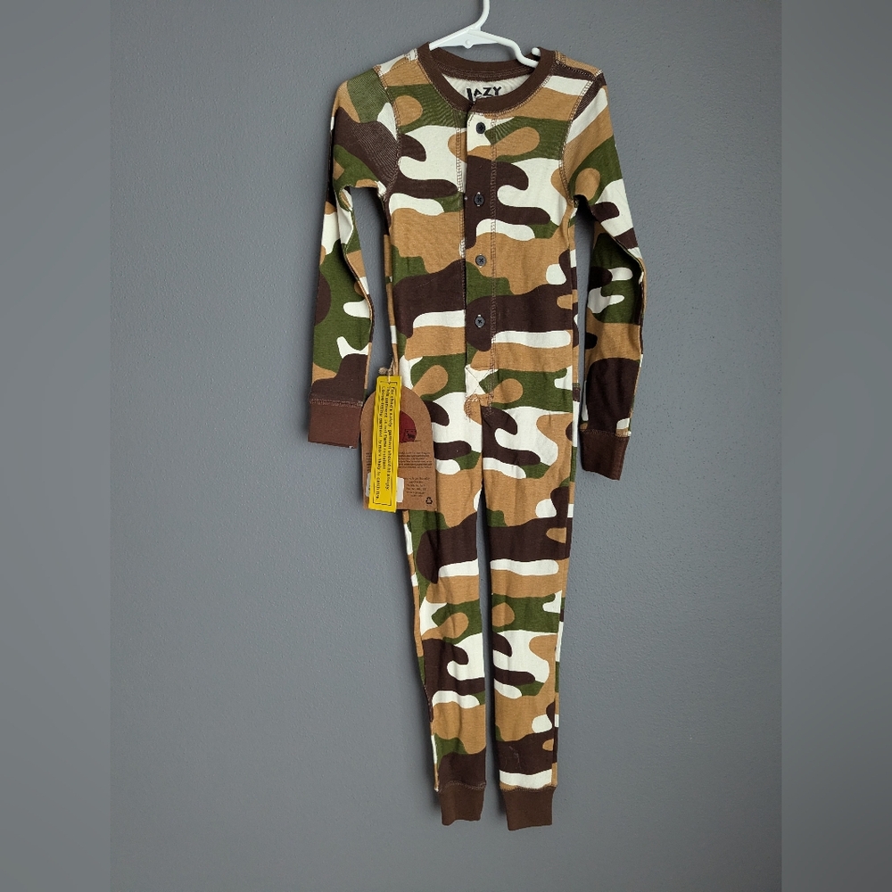 Lazy One Cozy Camo Kids One Piece Pajamas Size 4T. "Buck Naked" NWT
